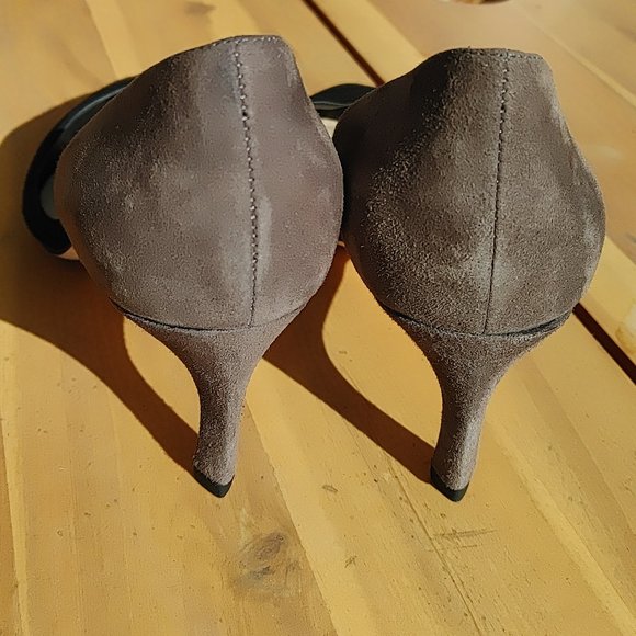 NEW Via Spiga Black Gray Suede Pumps Heels. 7.5 - Picture 4 of 6